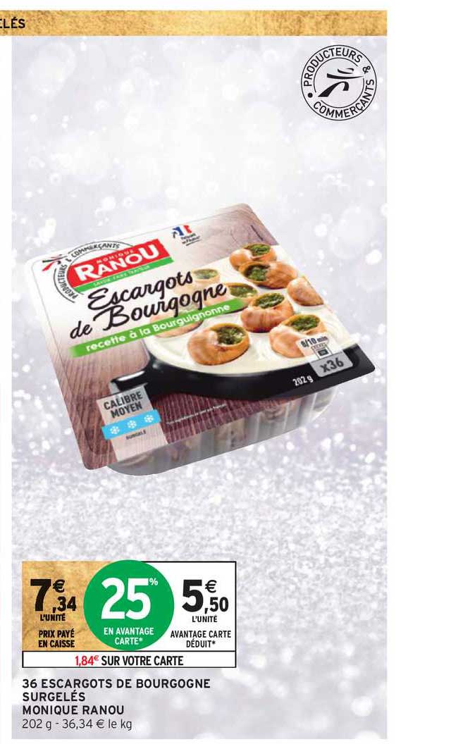 36 escargots de bourgogne surgelés monique ranou