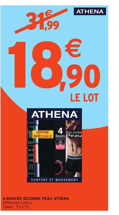 4 boxers seconde peau athena