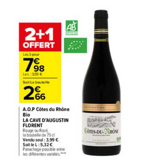 a.o.p. côtes du rhône bio la cave d'augustin florent