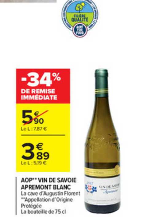 aop vin de savoie apremont blanc la cave d'augustin florent