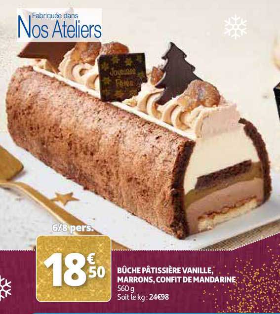 Bûche Pâtissière Vanille, Marrons, Confit De Mandarine