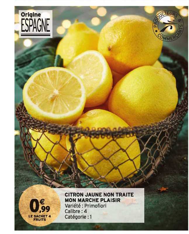 citron jaune non traité mon marché plaisir
