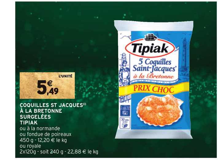 coquilles st jacques à la bretonne surgelées tipiak