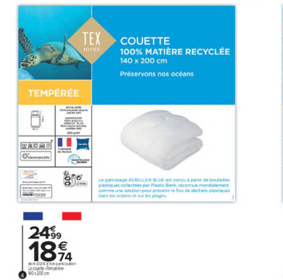 couette 100 % matière recyclée 140 x 200 cm tex home