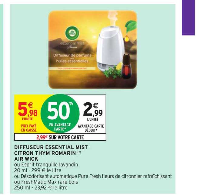 diffuseur essential mist citron thym romarin  air wick