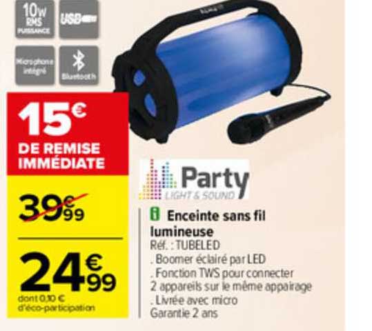 enceinte sans fil lumineuse party light & sound
