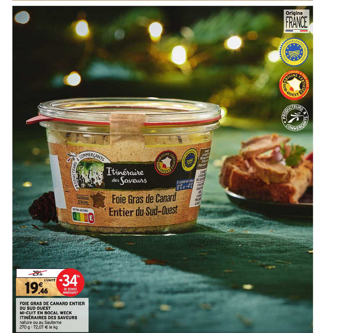 foie gras de canard entier du sud-ouest mi-cuit en bocal weck itinéraire des saveurs