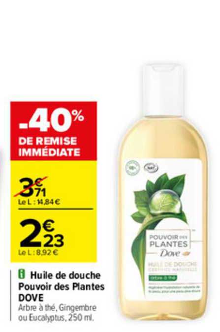 huile de douche pouvoir des plantes dove