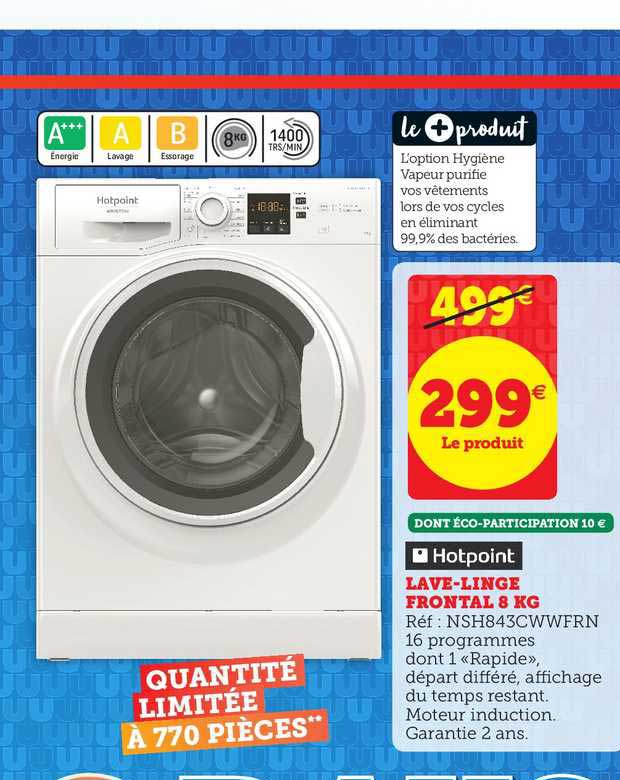 lave-linge frontal 8 kg hotpoint