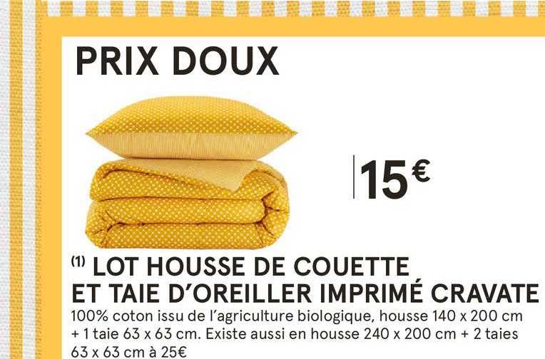 lot housse de couette et taie d'oreiller imprimé cravate