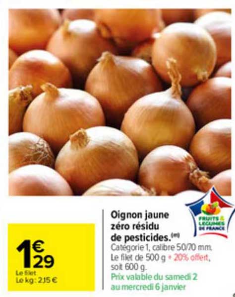 oignon jaune zéro résidu de perticides