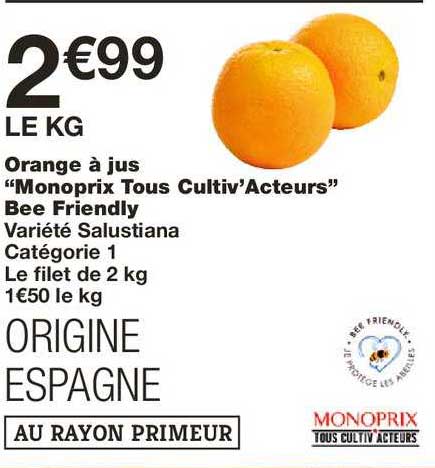 orange à jus "monoprix tous cultiv'acteurs"