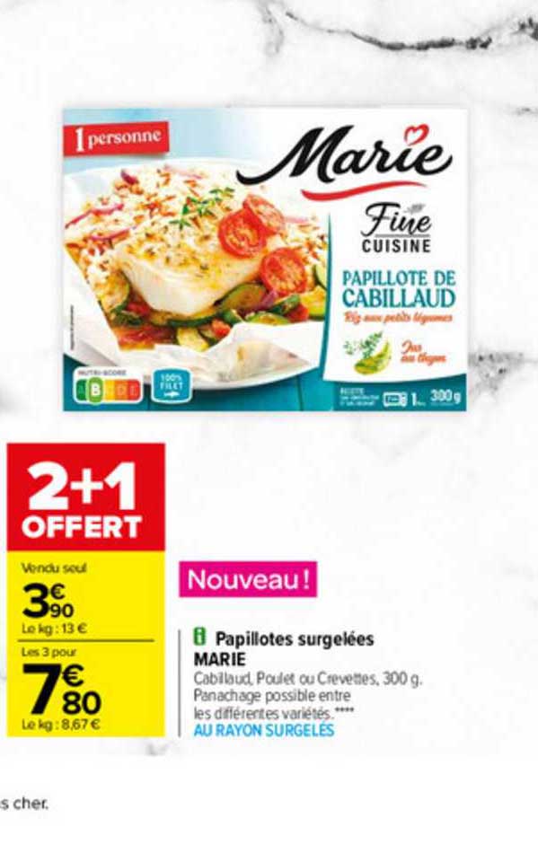 papillotes surgelées marie