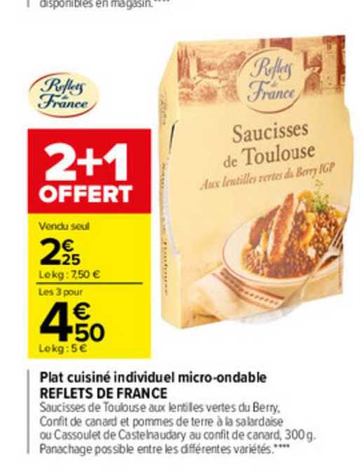 plat cuisiné individuel micro-ondable reflets de france