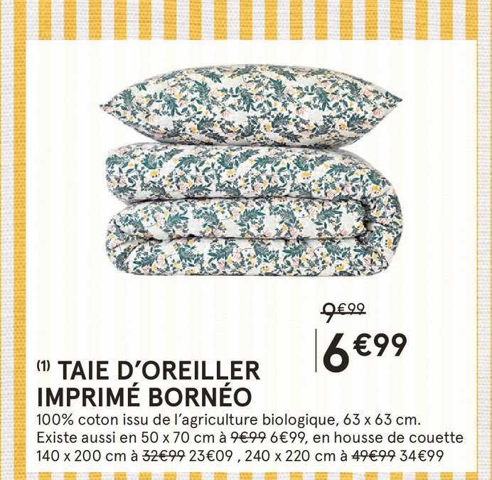 taie d'oreiller imprimé bornéo
