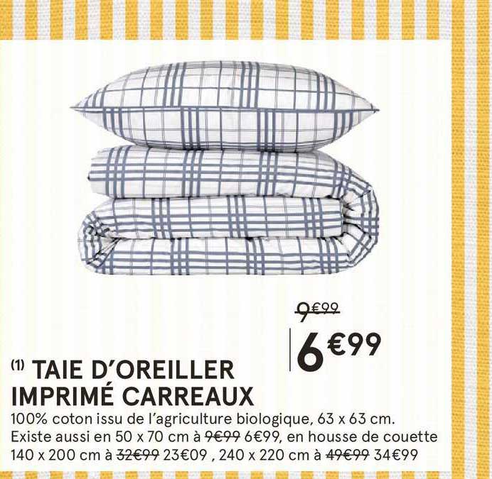 taie d'oreiller imprimé carreaux