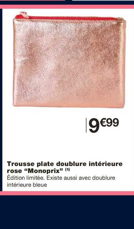 trousse plate doublure intérieure rose "monoprix"
