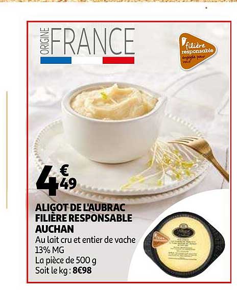 aligot de l'aubrac filière responsable auchan