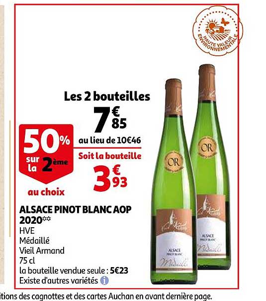 Alsace Pinot Blanc Aop 2020 Hve Médaillé Vieil Armand