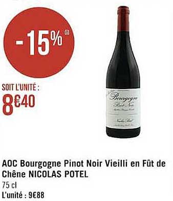 aoc bourgogne pinot noir vieilli en fût de chêne nicolas potel