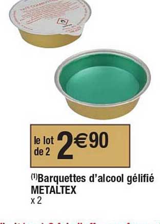 barquettes d'alcool gélifié metaltex