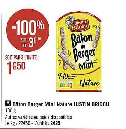 Bâton Berger Mini Nature Justin Bridou -10% Sur Le 3e