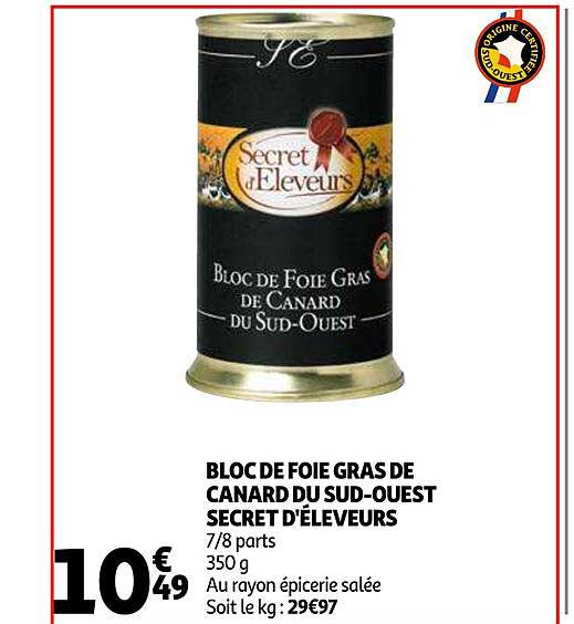 bloc de foie gras de canard du sud-ouest secret d'éleveurs