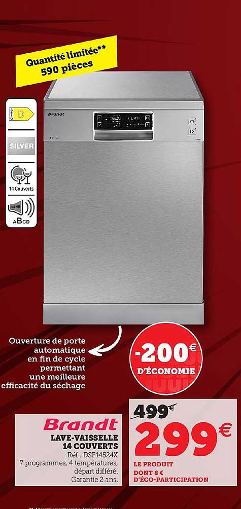 brandt lave-vaisselle 14 couverts