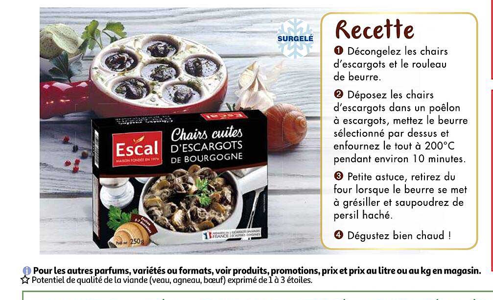 chairs cuites d'escargots de bourgogne escal