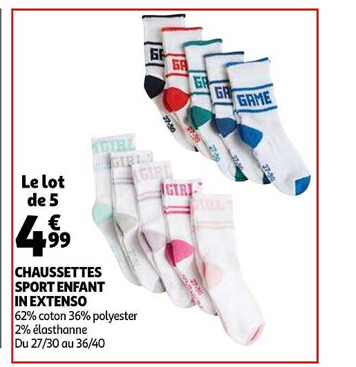 chaussettes sport enfant in extenso