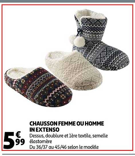 chausson femme ou homme in extenso