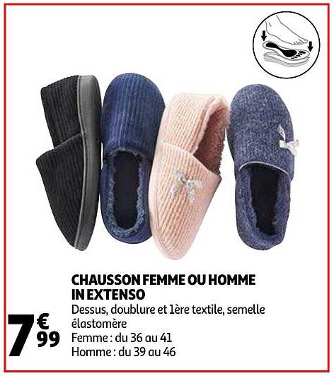 chausson femme ou homme in extenso