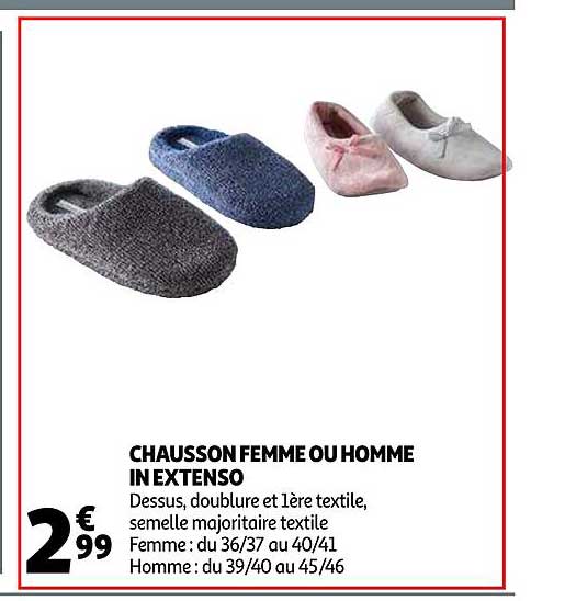 chausson femme ou homme in extenso