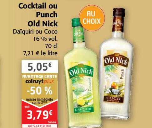 cocktail ou punch old nick daiquiri ou coco