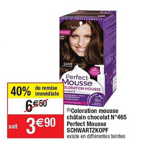 Coloration Mousse Châtain Chocolat N°465 Perfect Mousse Schwartzkopf