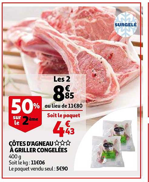 côtes d'agneau *** à griller congelées