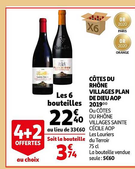 côtes du rhône villages plan de dieu aop 2019 ou côtes du rhône villages sainte cécile aop les lauriers du terroir