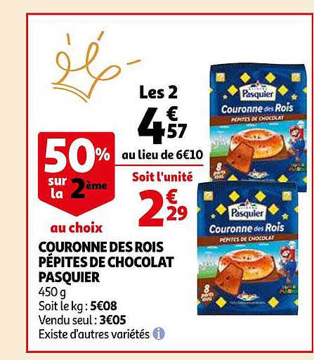 couronne des rois pépites de chocolat pasquier