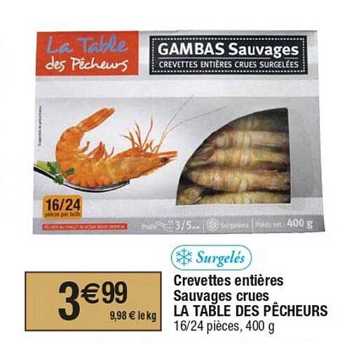 crevettes entières sauvages crues la table des pêcheurs
