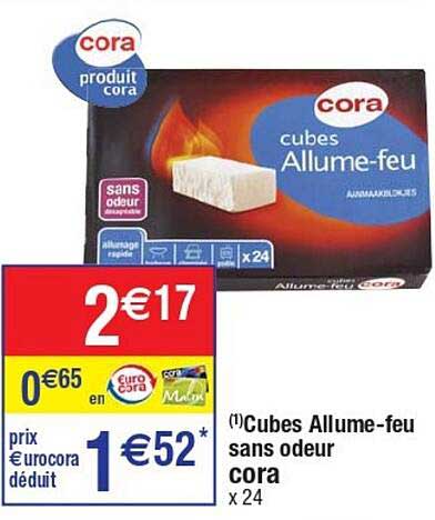 cubes allume-feu sans odeur cora