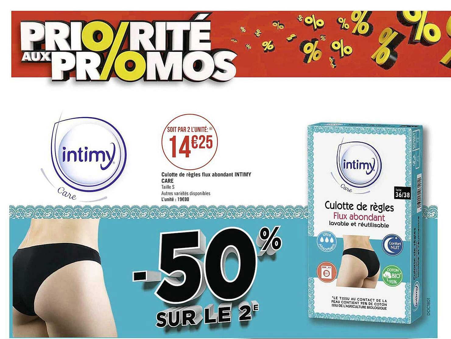 culotte de règles flux abondant intimy creme -50% sur le 2e