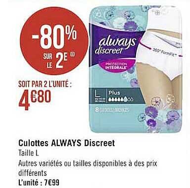 Culottes Always Discreet -80% Sur Le 2e