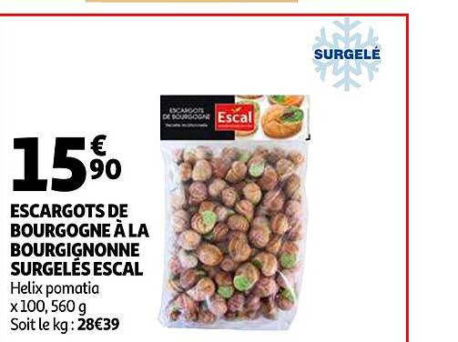 escargots de bourgogne à la bourguignonne surgelés escal