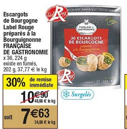 escargots de bourgogne label rouge préparés à la bourguignonne française de gastronomie