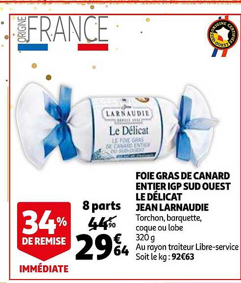 foie gras de canard entier igp sud ouest le délicat jean larnaudie