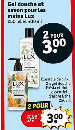 gel douche et savon pour les mains lux
