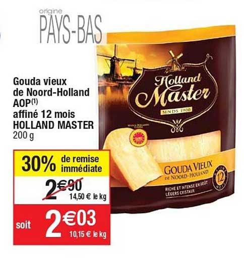 gouda vieux de noord-holland aop affiné 12 mois holland master