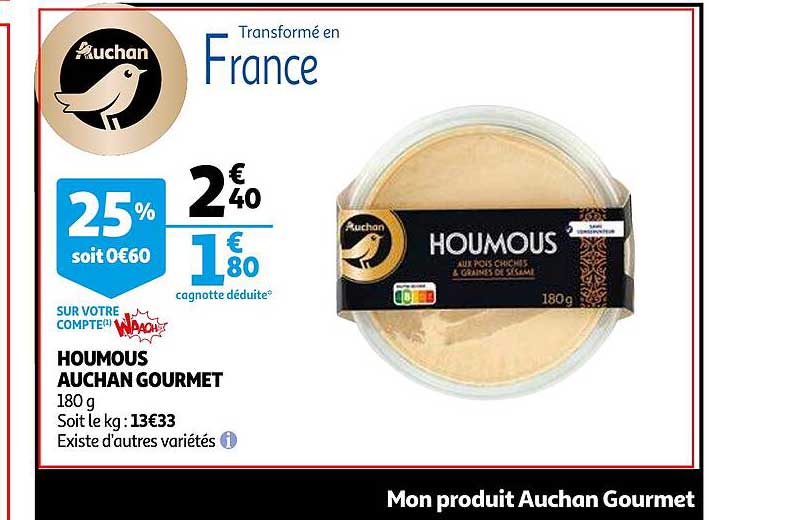 Houmous Auchan Gourmet