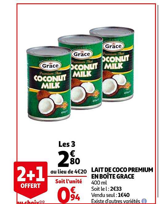 Lait De Coco Premium En Boîte Grace