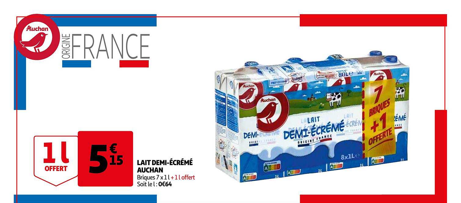 lait demi-écrémé auchan
